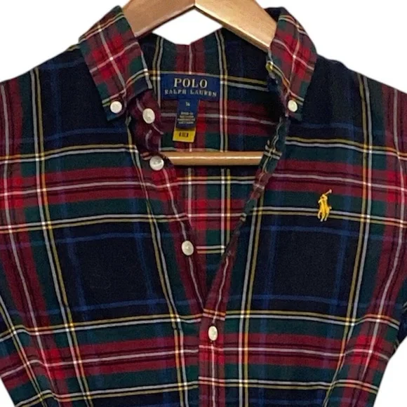 Polo Ralph Lauren Girls Tartan Plaid Long Sleeved Belted Shirt Dress - Picture 2 of 8